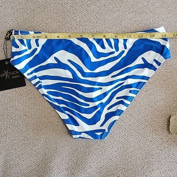 Niptuck Blue and White Zebra Print Bikini Swimsuit Bottom Size 6 - Picture 5 of 13
